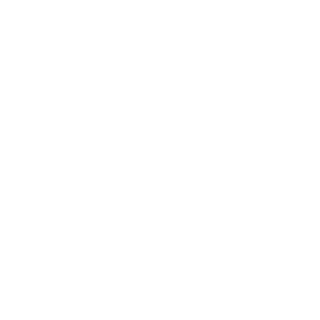 Minimalist outline of a horseshoe with small dots underneath, on a black background.