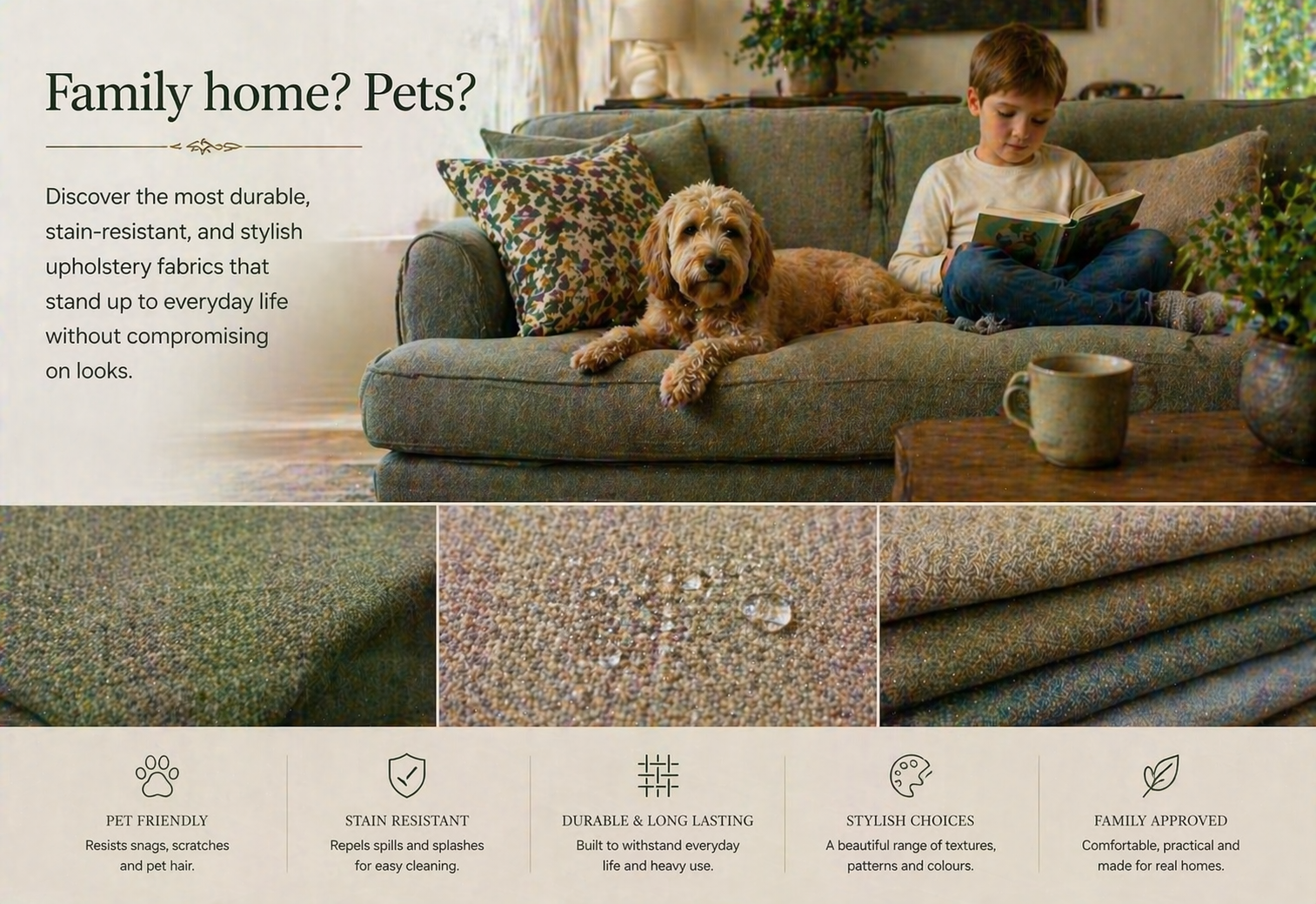 The Best Upholstery Fabrics for Homes with Pets and Children