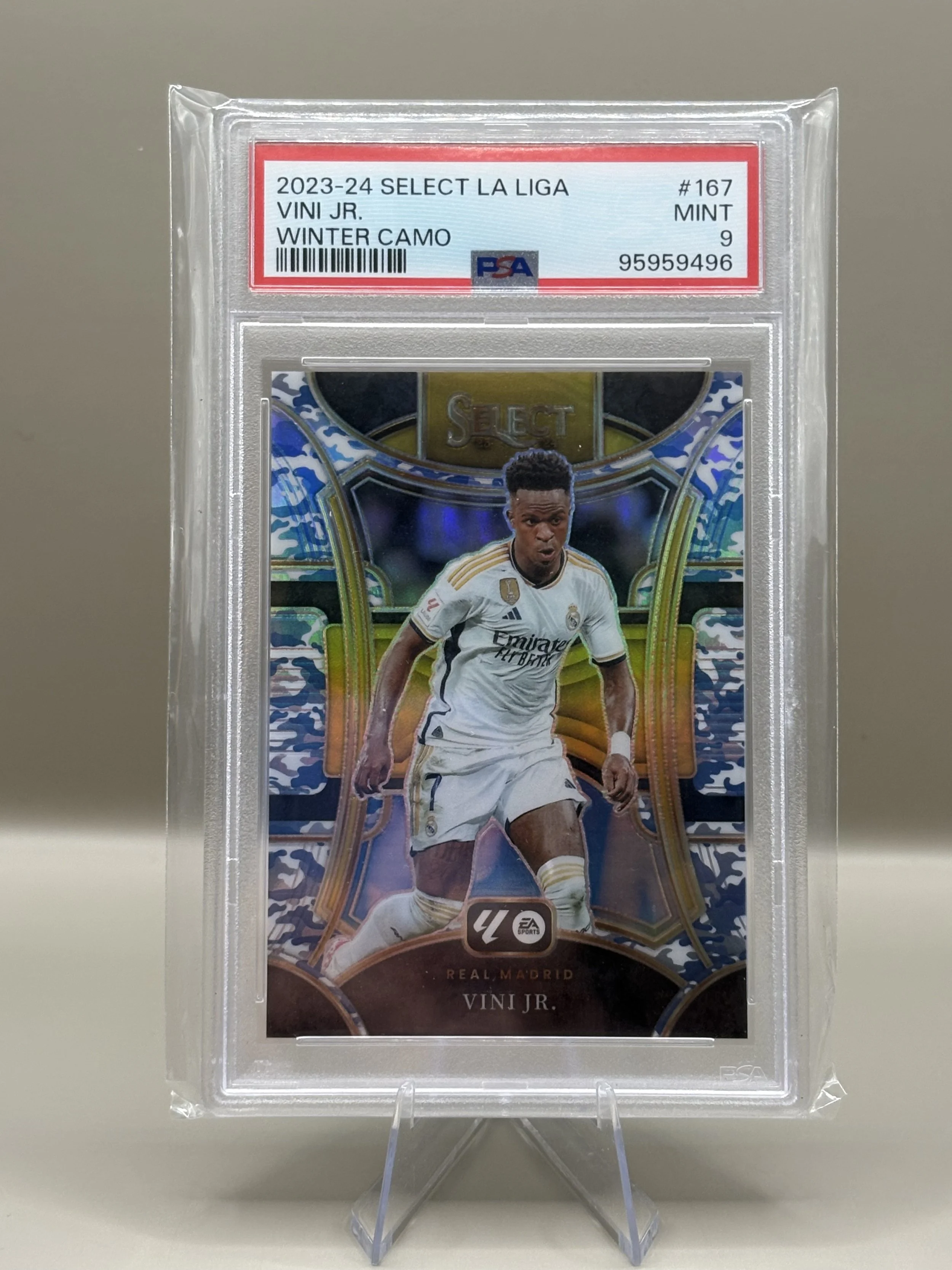 2023 24 Select La Liga Vinícius Jr Winter Camo 10/99 PSA 9 #167 Real Madrid