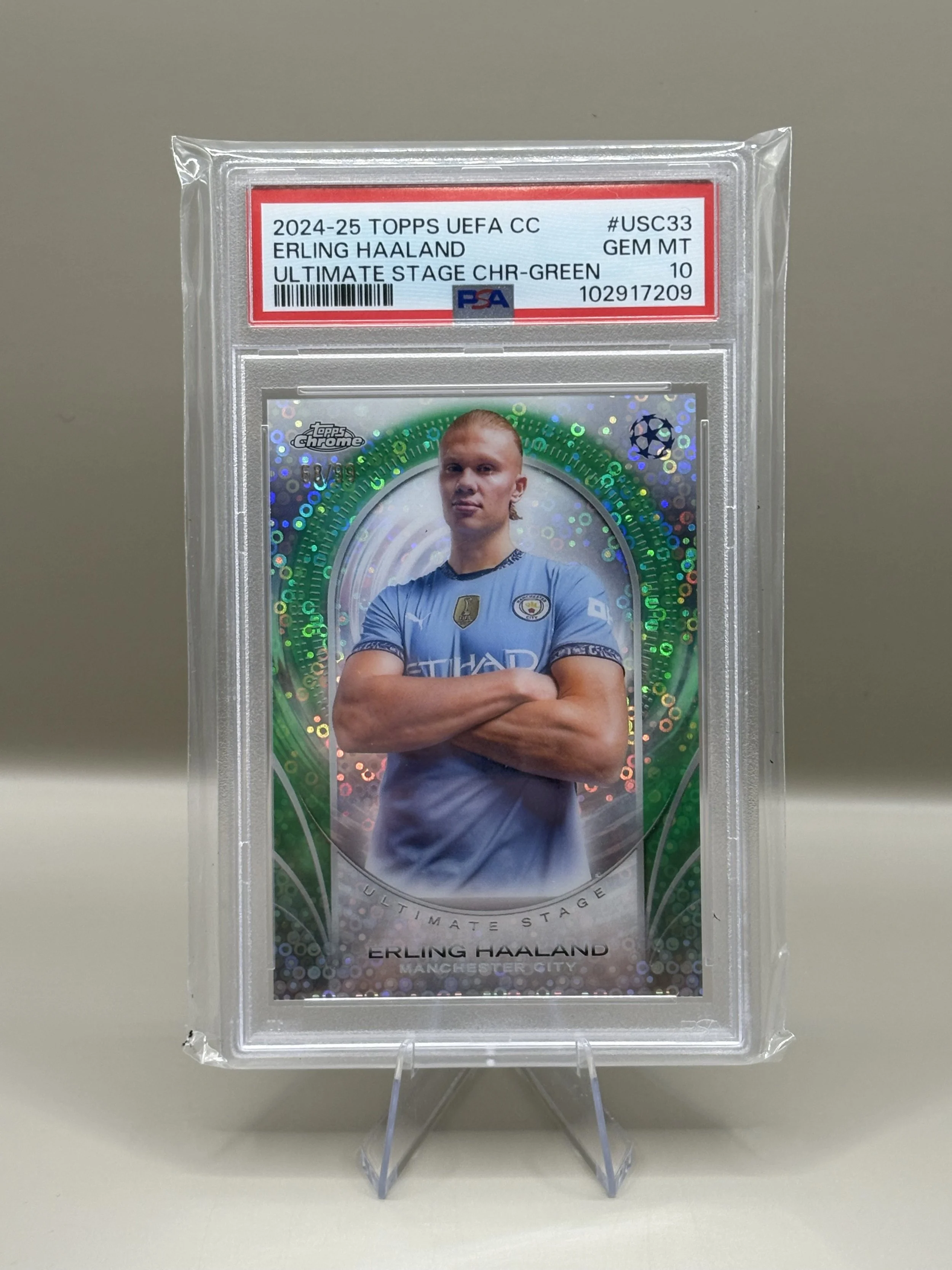 2024 25 Topps UEFA Club Competitions Erling Haaland Ultimate Stage Green 68/99