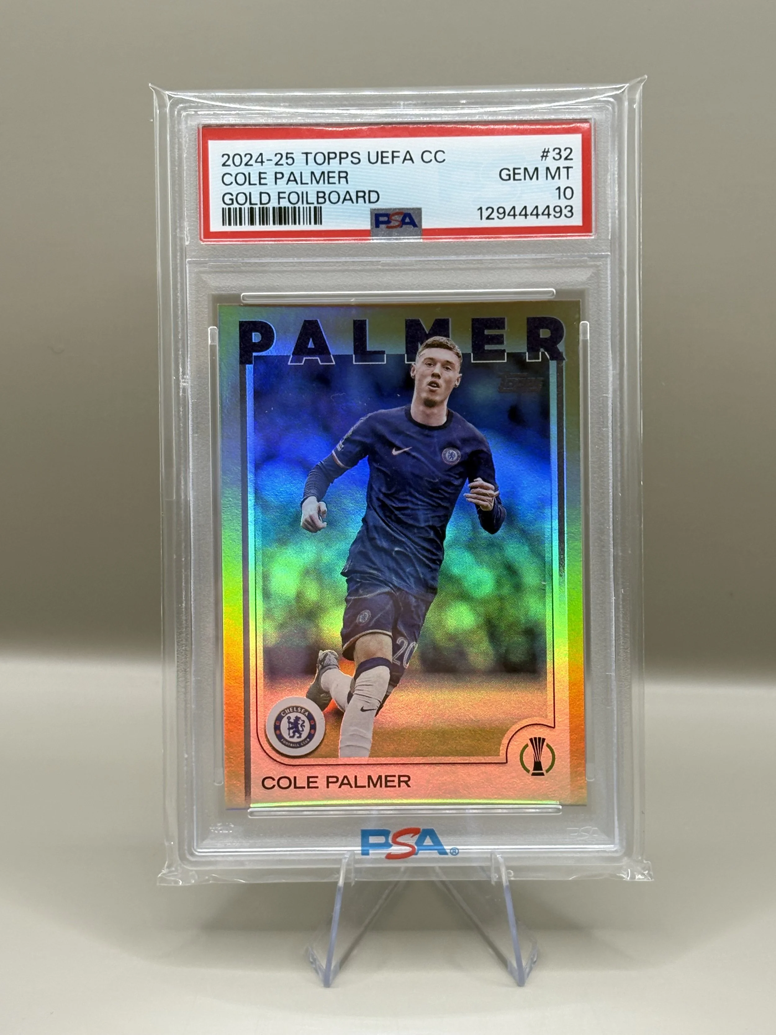 2024 25 Topps UEFA Club Competitions Cole Palmer Gold Foilboard PSA 10 Pop 1