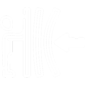 Stylized white graphic of a fish with an arrow pointing right, against a black background.