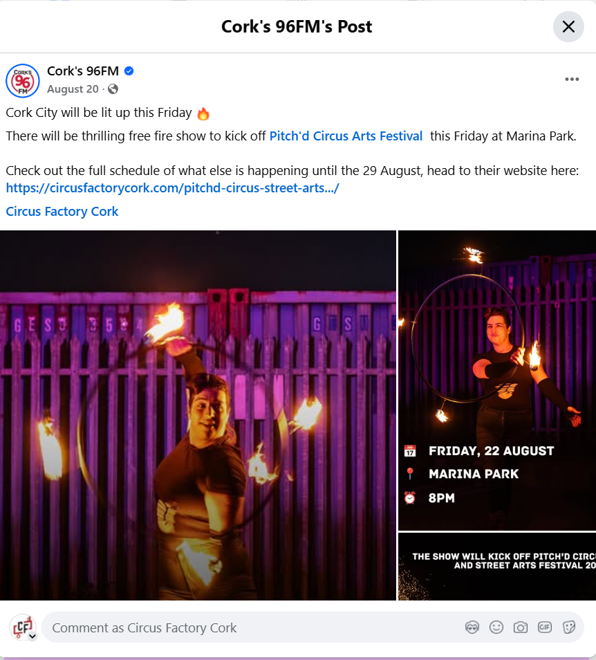 Cork's 96fm sharing details about the fire show