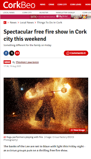 Cork Beo Fire Show article