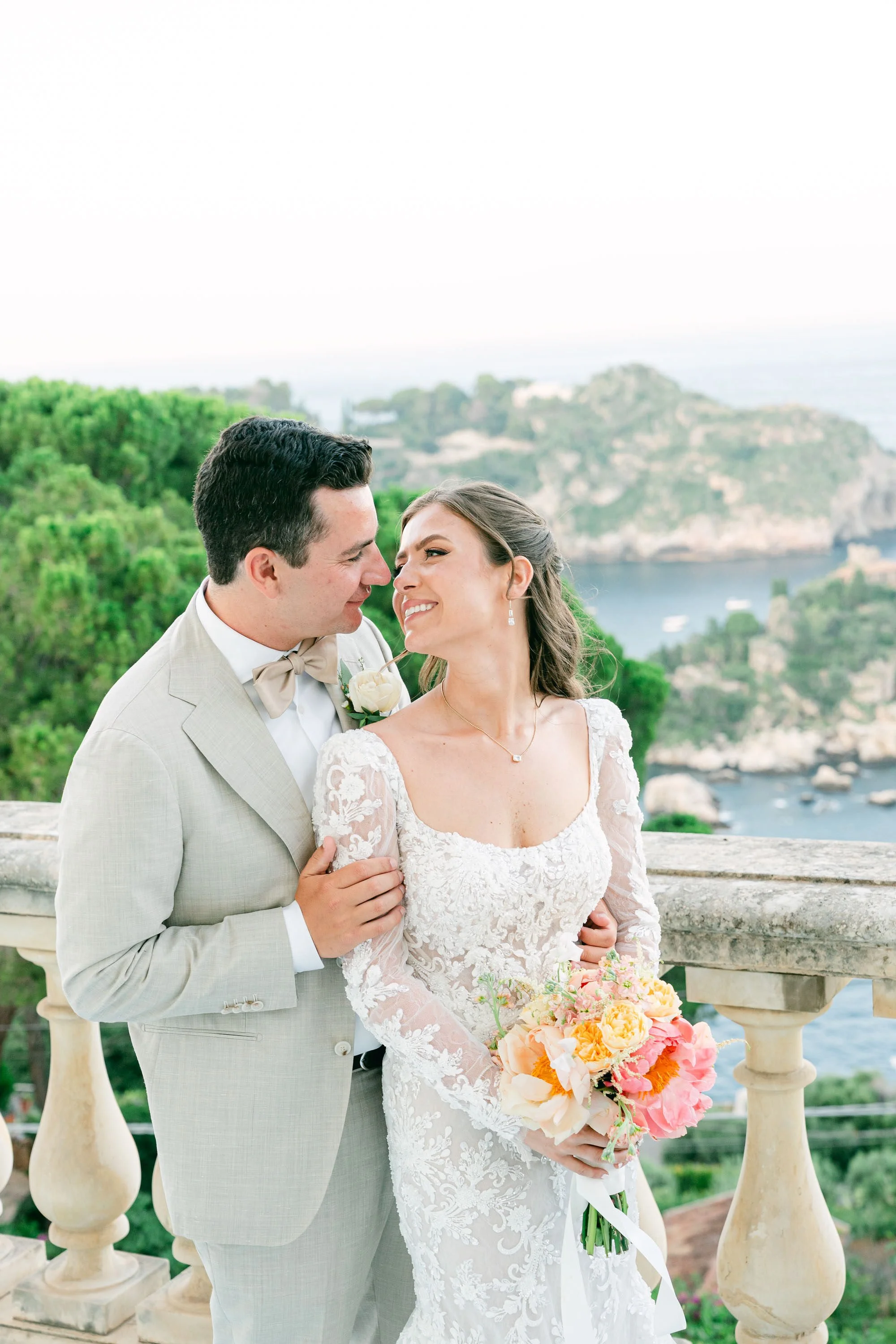 The newlyweds in Taormina, Sicily