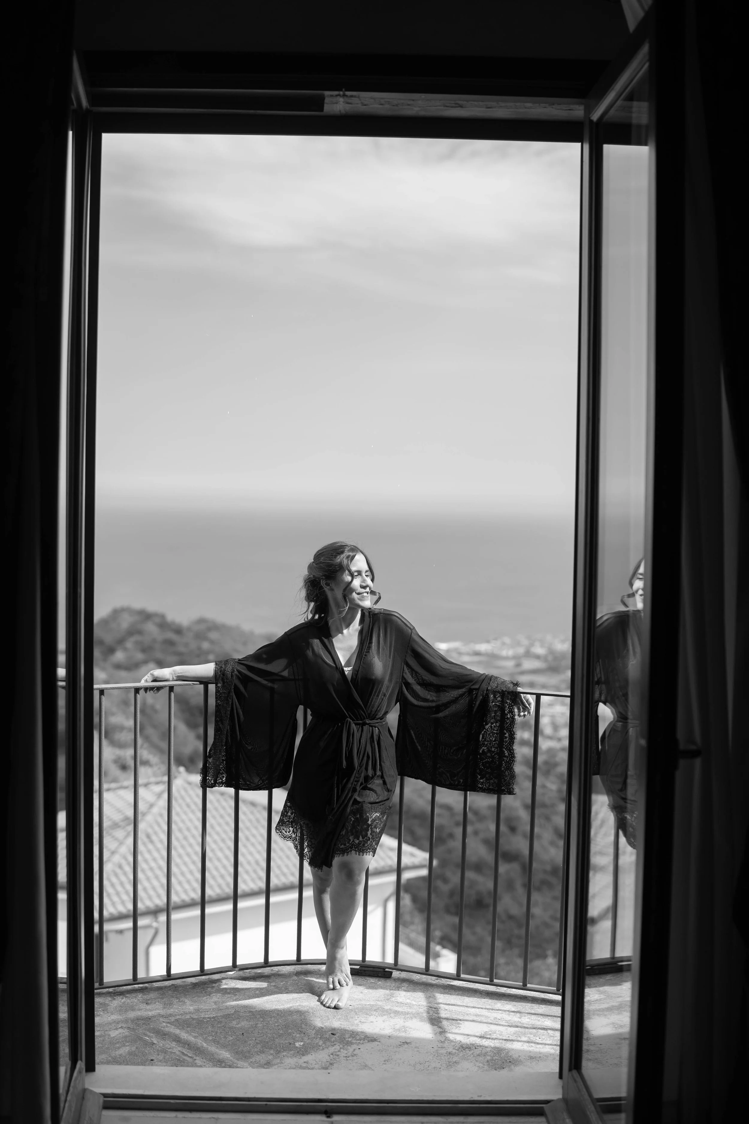 Bride Isabela enjoying the Sicilian sun in Borgo San Rocco, Sicily. 