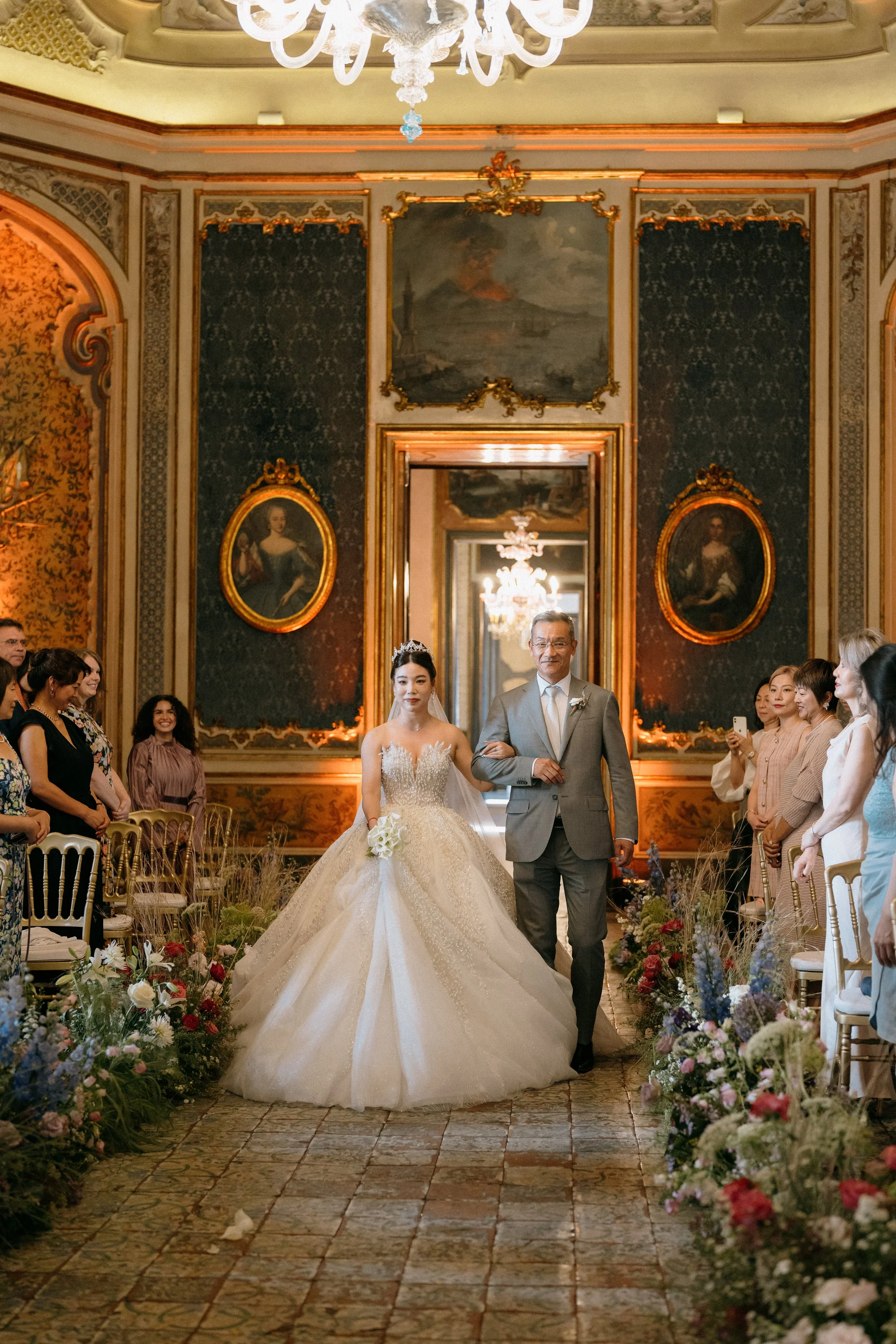The entrance of the Bride at the wedding ceremony. 