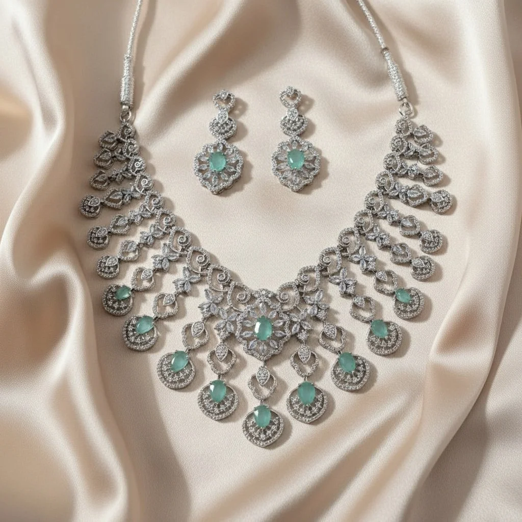 Opulent Soft Mint Teardrop Statement Jewelry Necklace Set