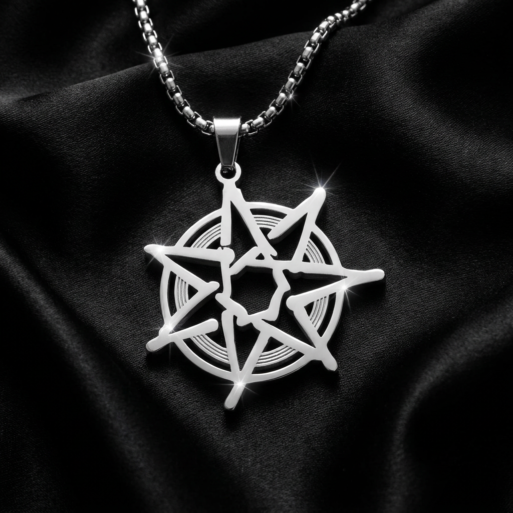 Silver-Tone Geometric Star Pendant Necklace