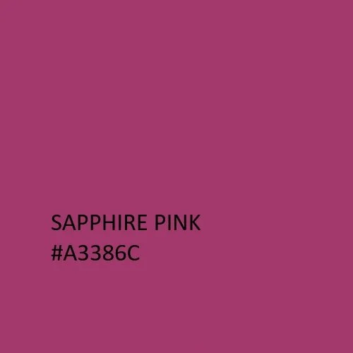 A square swatch of sapphire pink color with the text, 'SAPPHIRE PINK #A3386C' printed on it.