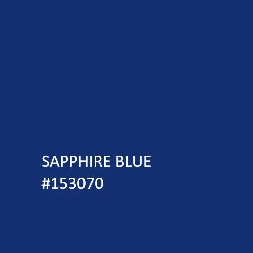 A color swatch labeled 'Sapphire Blue' with the hex code #153070.