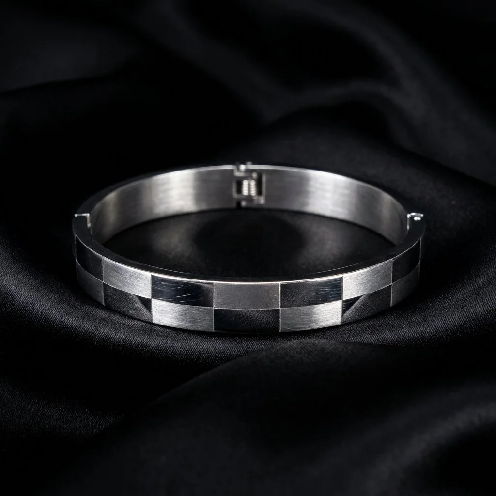 Silver-Tone Stainless Steel Minimalist Cuff Bracelet