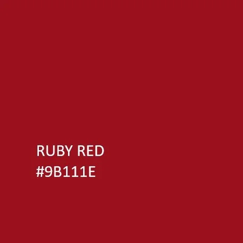 Red background with text that reads "RUBY RED #9B111E".