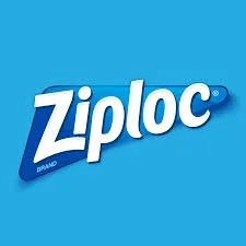 Ziploc logo on a blue background.