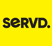 The word 'SERVD.' in bold black text on a yellow background.