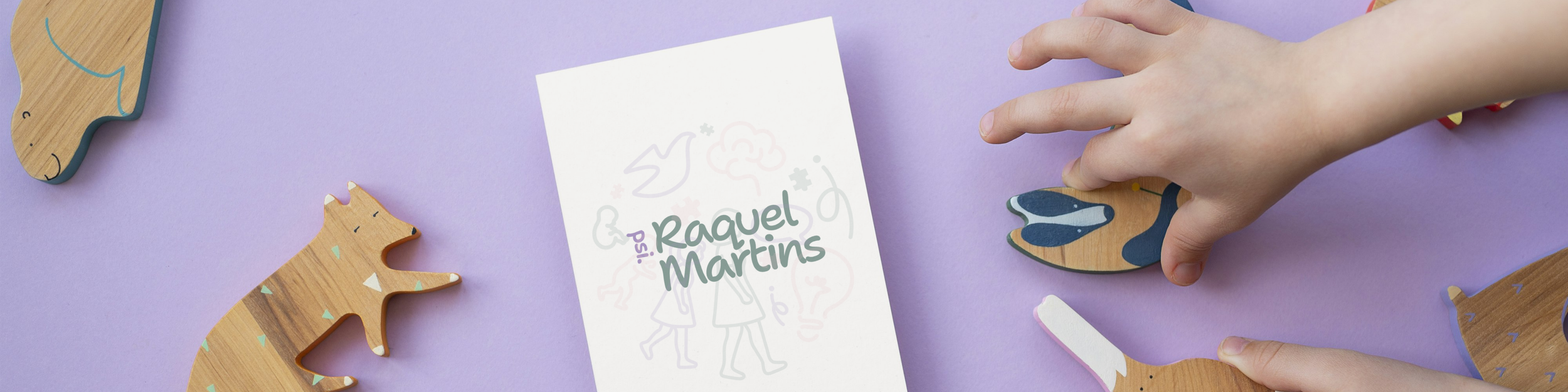 Banner de Creative Branding e Logotipo personalizado com tema infantil. Serviços de Design Gráfico para Terapia e Psicologia, com foco em autenticidade.