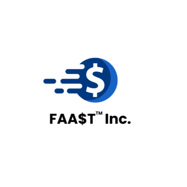 Logo with a blue dollar sign and motion lines, and the text 'FAA$T Inc.' underneath.