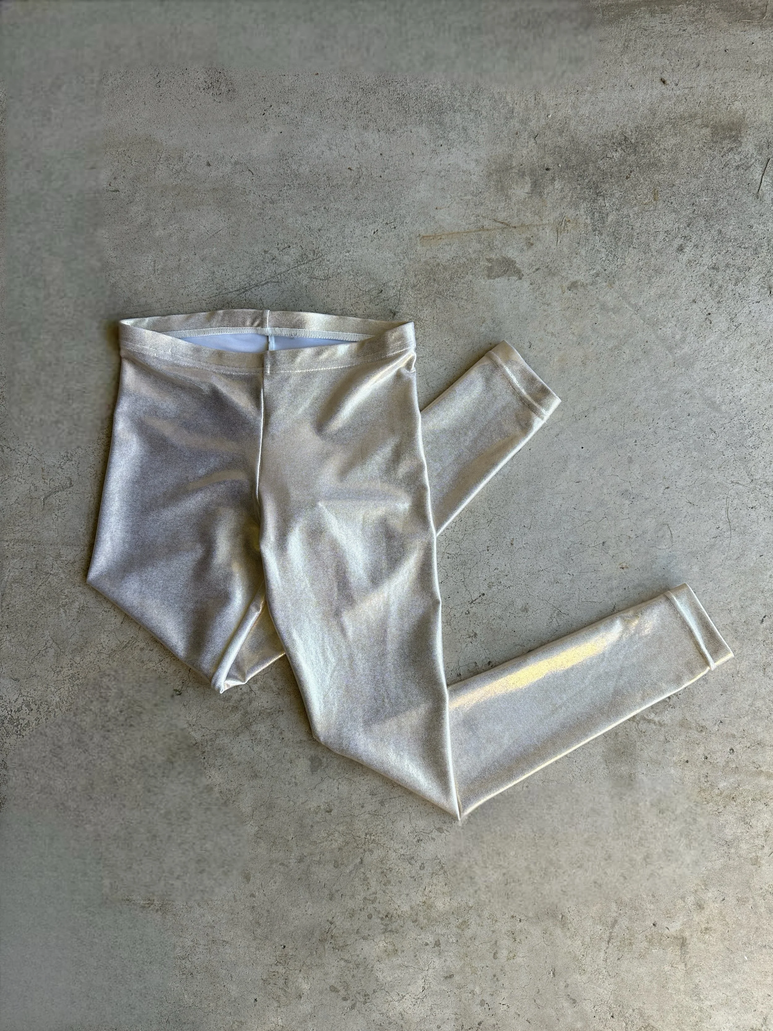 Early 2010s American Apparel gold disco capri leggings