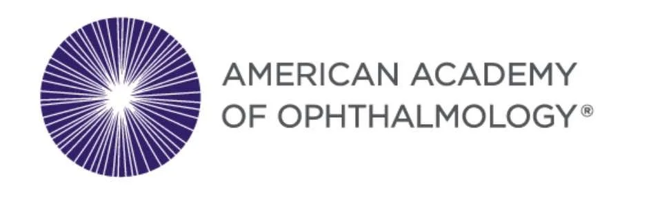 Logo of the American Academy of Ophthalmology with a purple stylized eye and the organization name written beside it.
