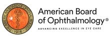 Logo of the American Board of Ophthalmology with an eye illustration and text