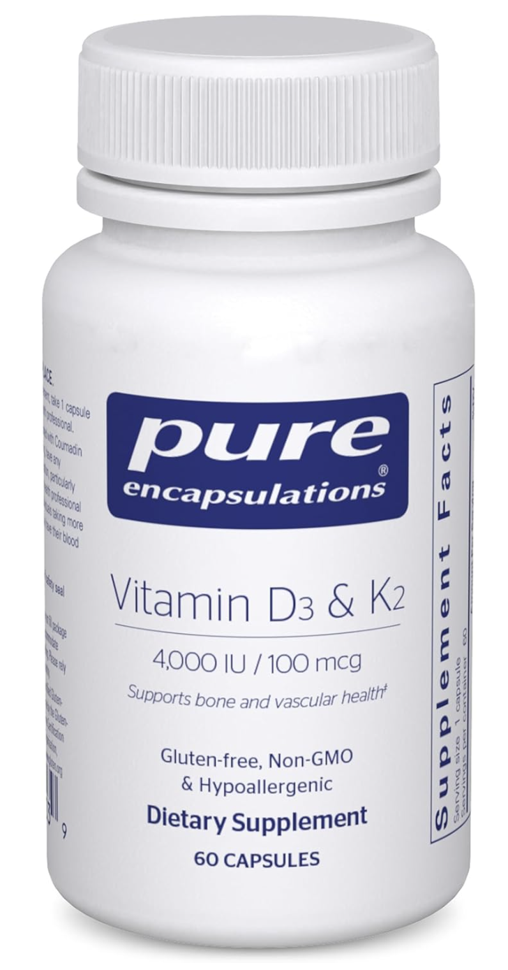 Pure Encapsulations Vitamin D3 & K2 - Bone & Vascular Health Support - Immune Function Support* - Gluten Free - Non-GMO - 60 Capsules