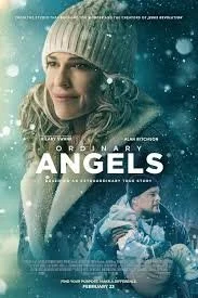 Poster for the movie 'Angels in the Snow,' featuring a woman in winter clothing and a young girl, with snow and a blue-toned background.