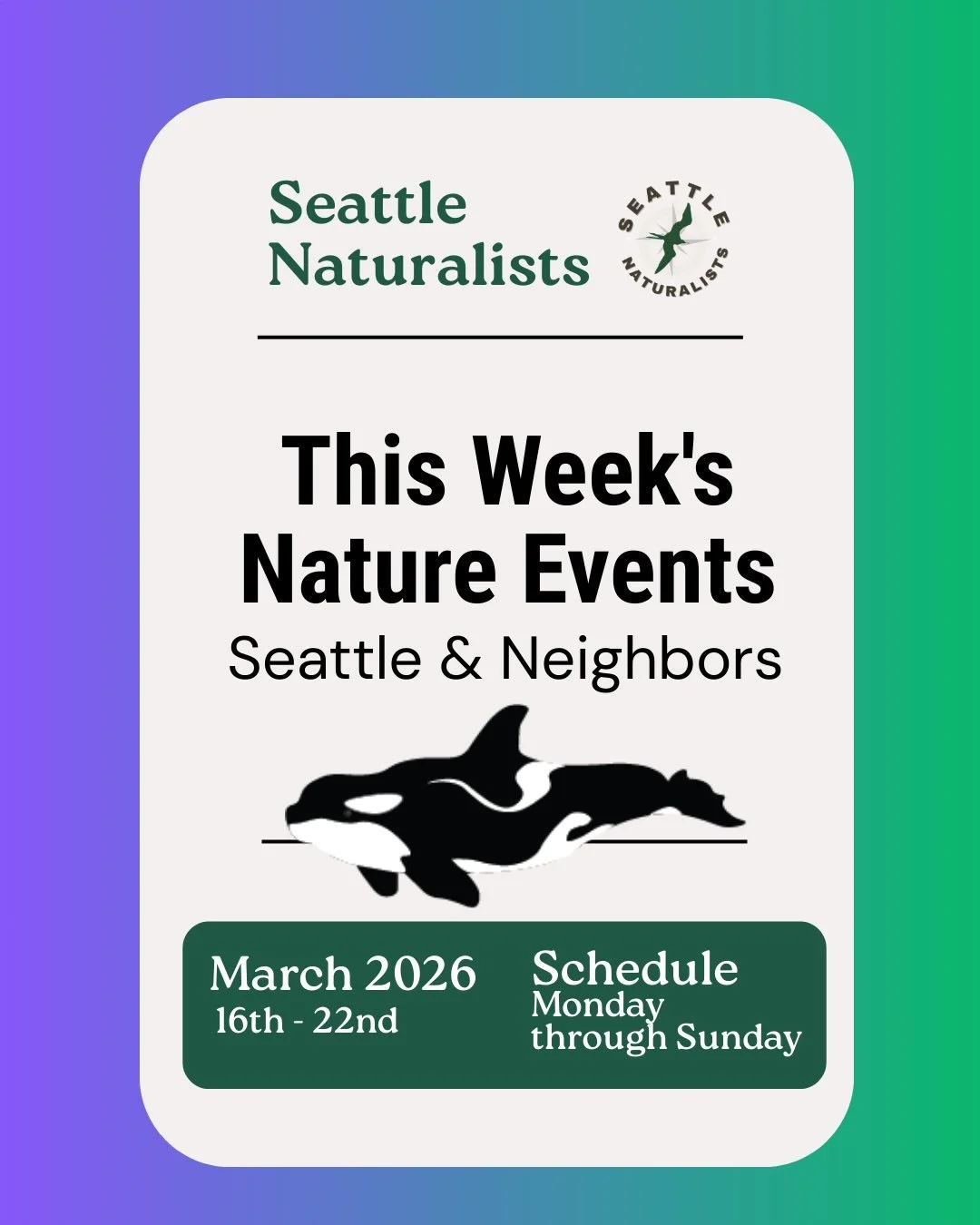 Yay we got some snow this past week! Looks like a rainy week with a some sunshine this upcoming weekend.

There&rsquo;s also a new moon which means this weekend may be a good time for some stargazing too!! 🔭

Rain or shine, you can find us outside l