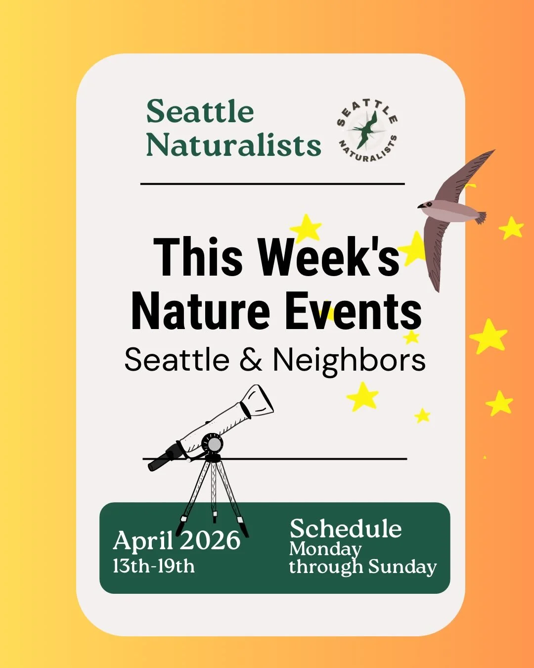 honestly it&rsquo;s the perfect week to go touch some dirt

also a stellar week for birding, tide pools, stargazing, mushrooms, and plants. all happening right here, most of it&rsquo;s free, and it&rsquo;s good for the soul 🌑✨

head to the link in b