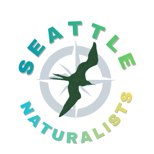 Logo of Seattle Naturalists with a bird silhouette in the center a north arrow