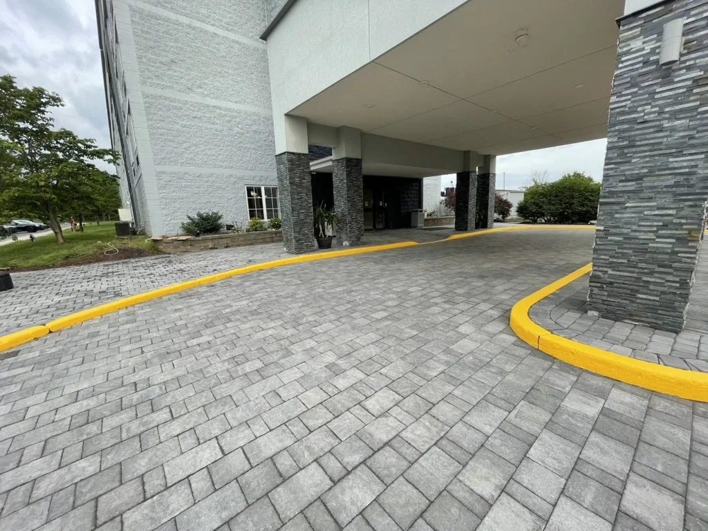 Elegant hotel driveway built with pavers.