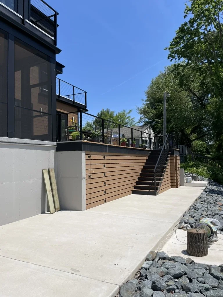 Custom storage room built with DuxxBack decking above to prevent water intrusion.