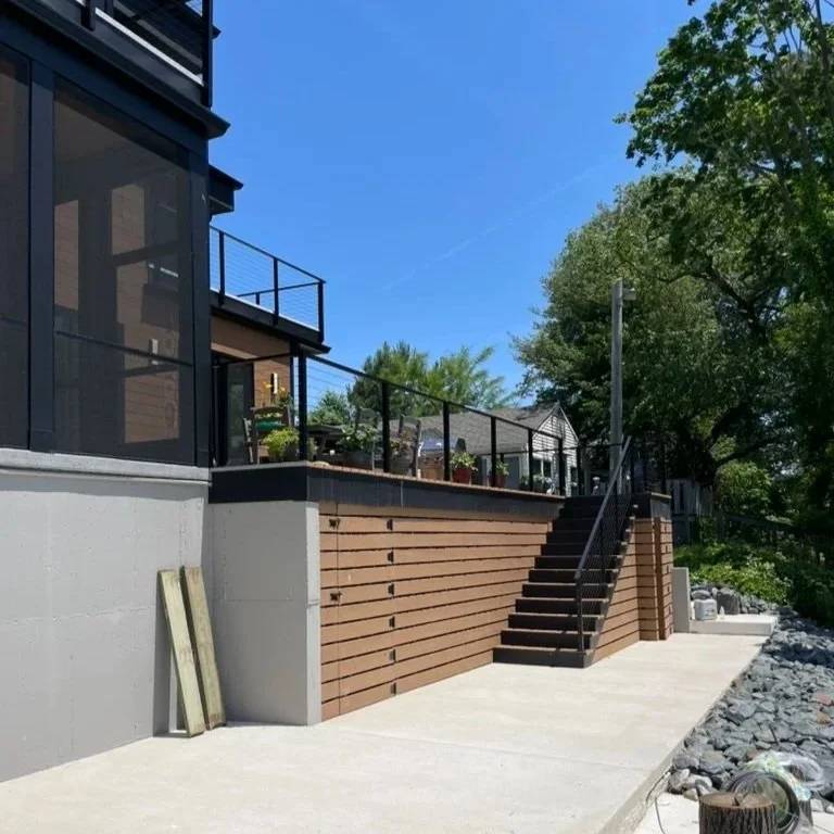 Custom storage room built with DuxxBack decking above to prevent water intrusion.