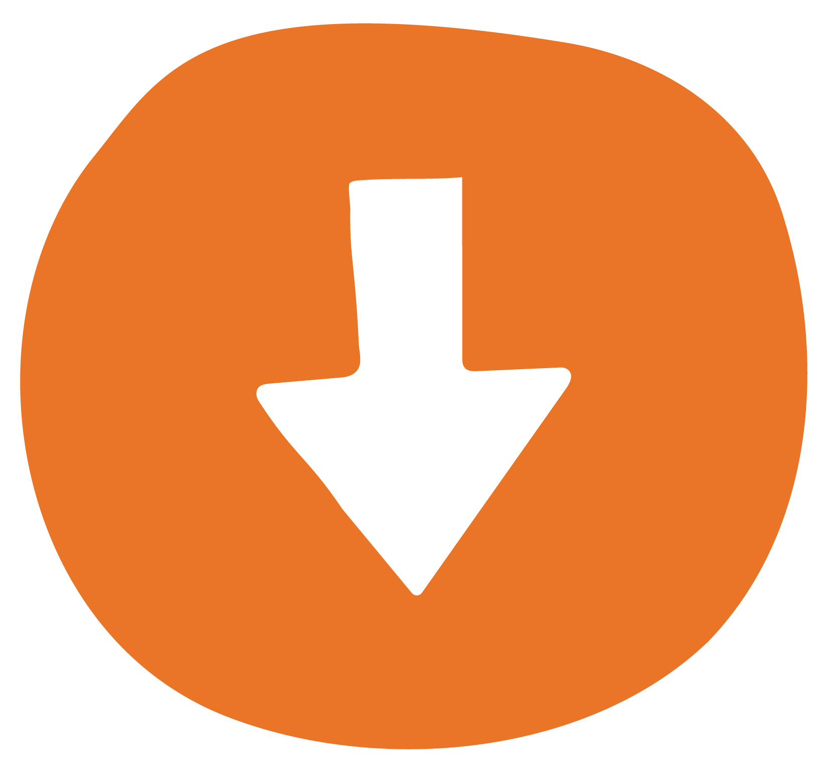 Orange circle with a white downward arrow in the center.