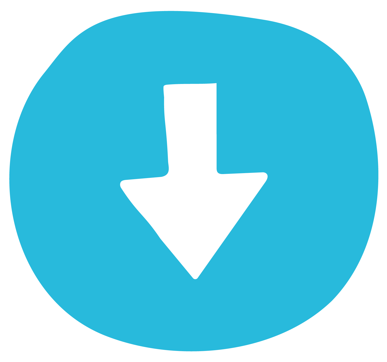 Blue circular icon with white downward arrow in the center.