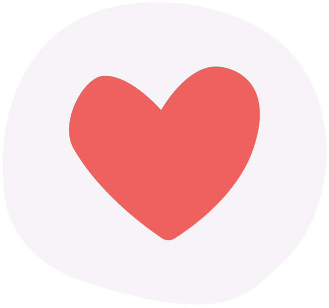 Red heart icon centered on a white circular background