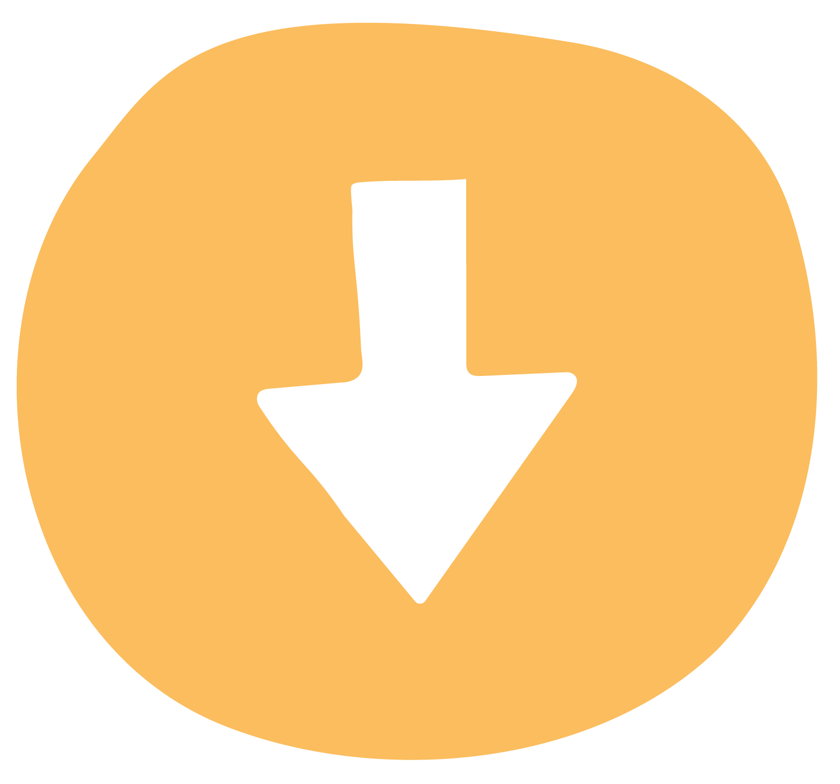 Orange circular background with a white downward arrow in the center.
