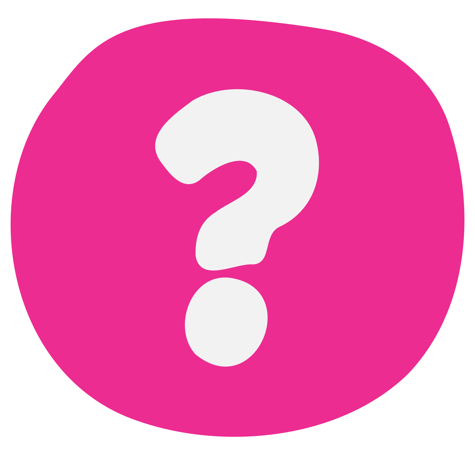 Pink circle with a white question mark in the center.