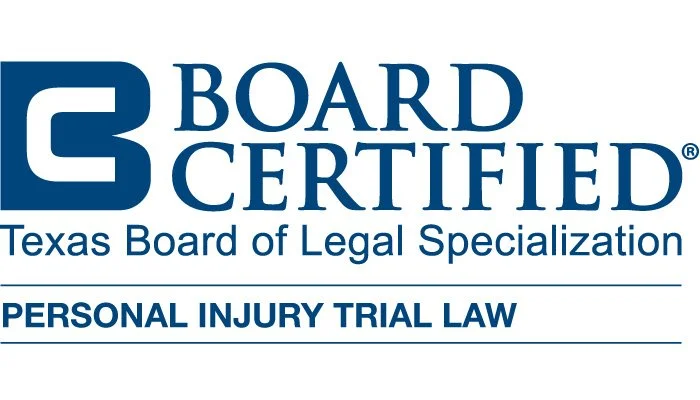 Logo for Board Certified, Texas Board of Legal Specialization in Personal Injury Trial Law.