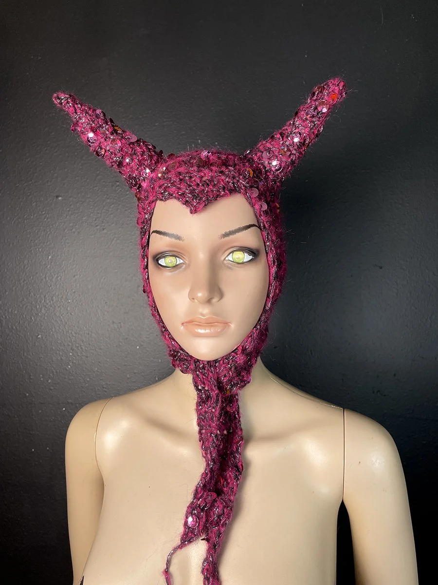 Sequin Devil Bonnet Crochet Hat (Copy)