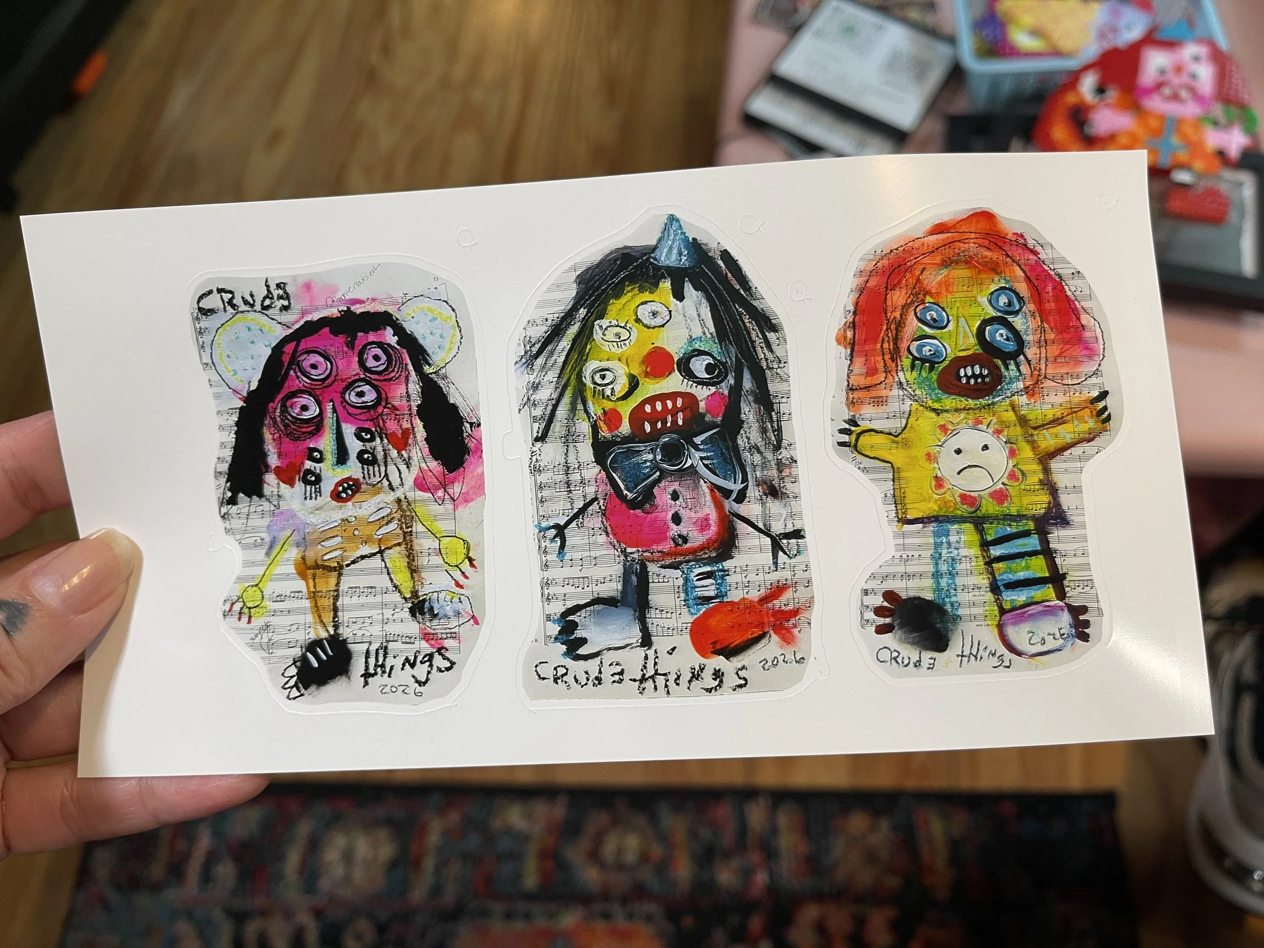 crude things deranged sticker pack 1
