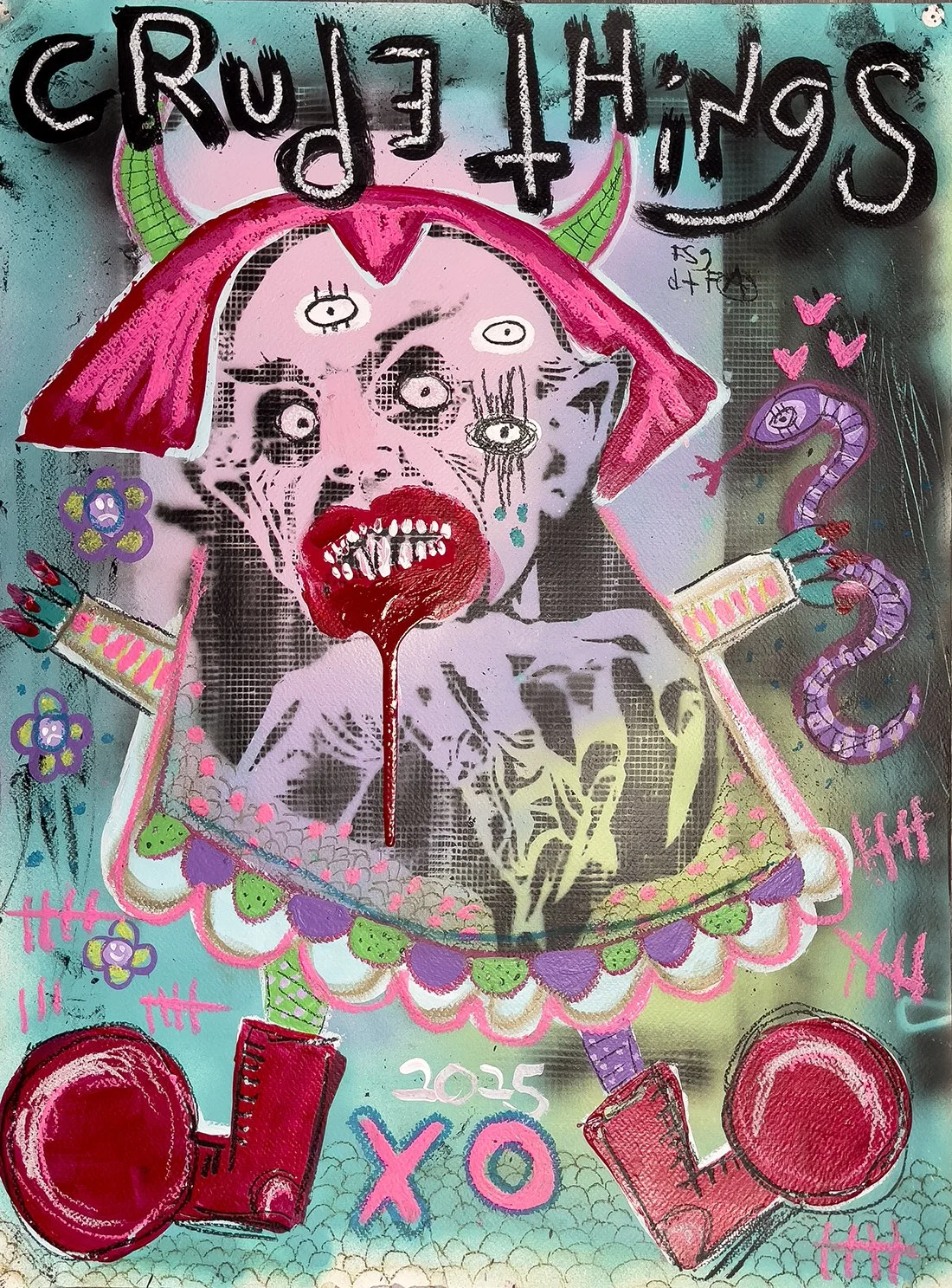 Clown Nosferatu Colorful Stencil Painting