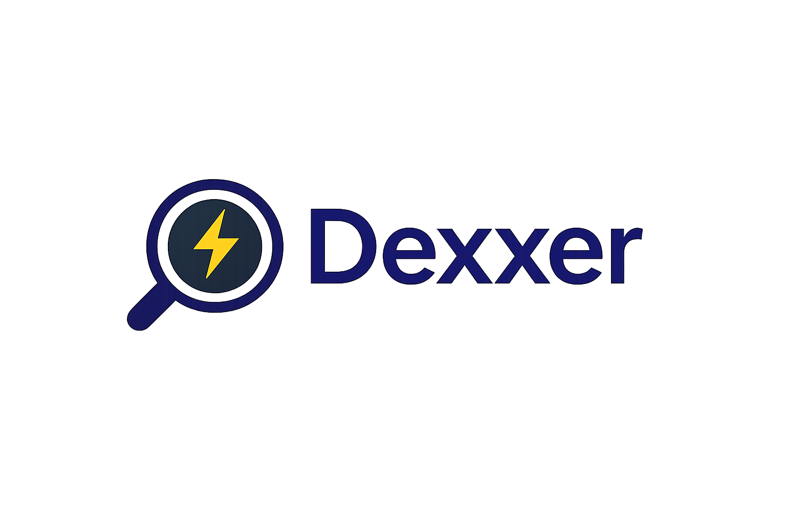 Dexxer logo for the Mac App Store edition, with a magnifying glass and yellow lightning bolt.