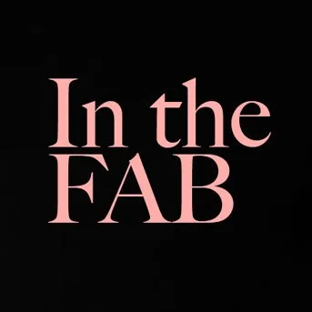 Text reading 'In the FAB' in pink on a black background.
