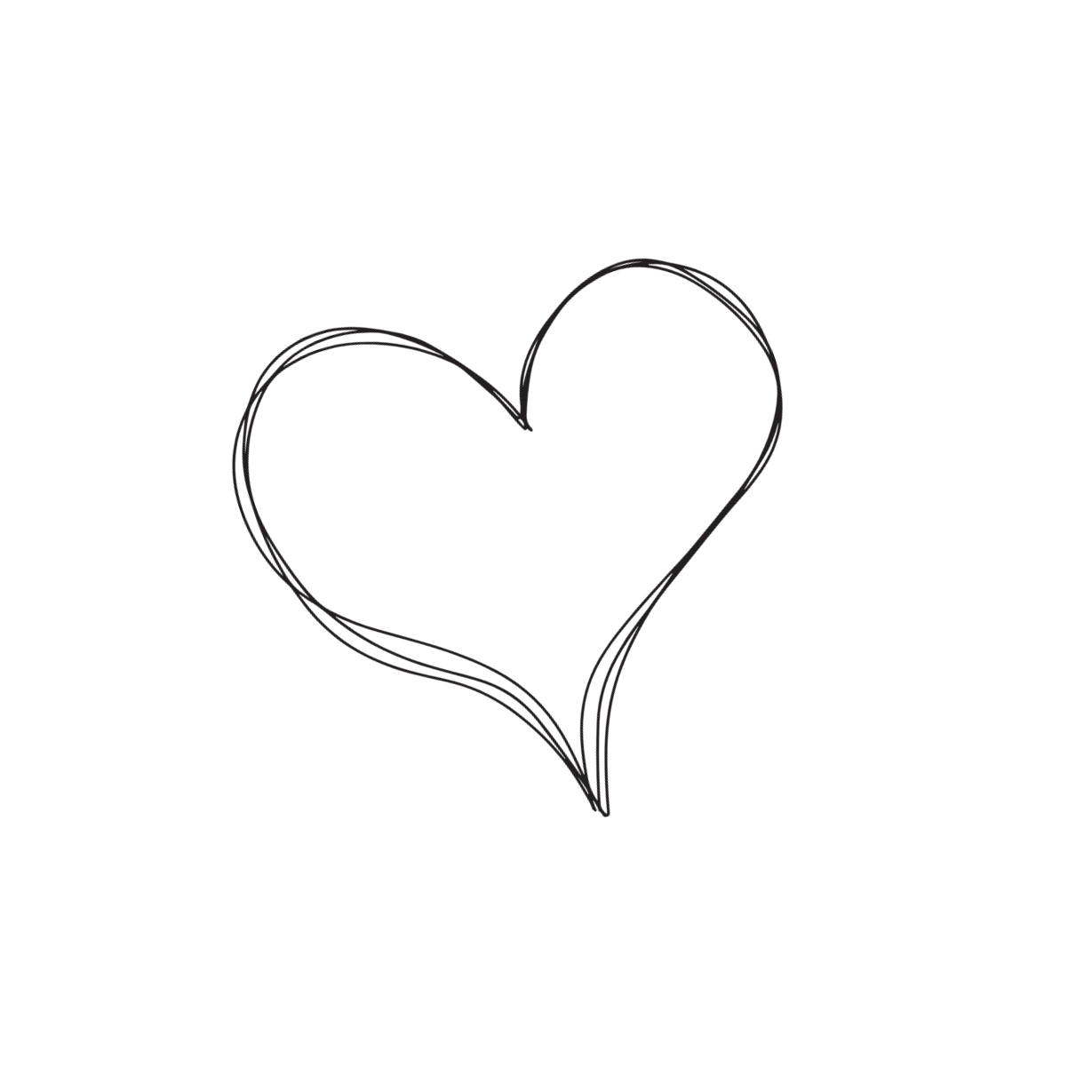A simplistic black outline of a heart shape on a transparent background.