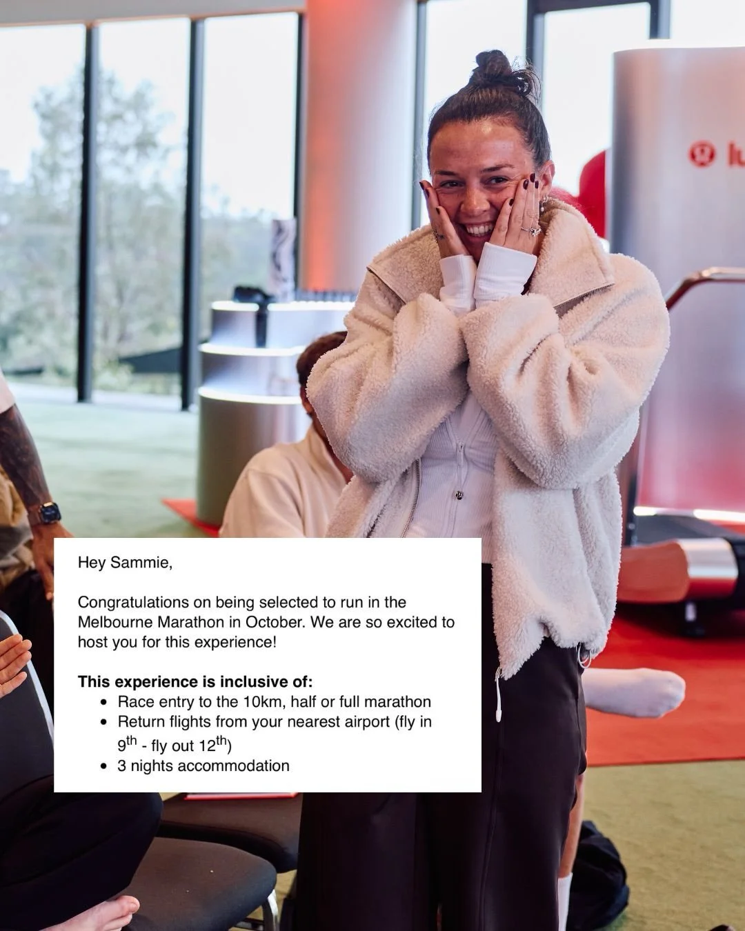 Surprise... guess I&rsquo;m running another race after all 🙉🏃🏼&zwj;♀️

At the lululemon Ambassador Gathering, everyone had the opportunity to enter into a ballot to win a spot at the Melbourne Marathon in October&hellip;.

Somehow, I got chosen 😭
