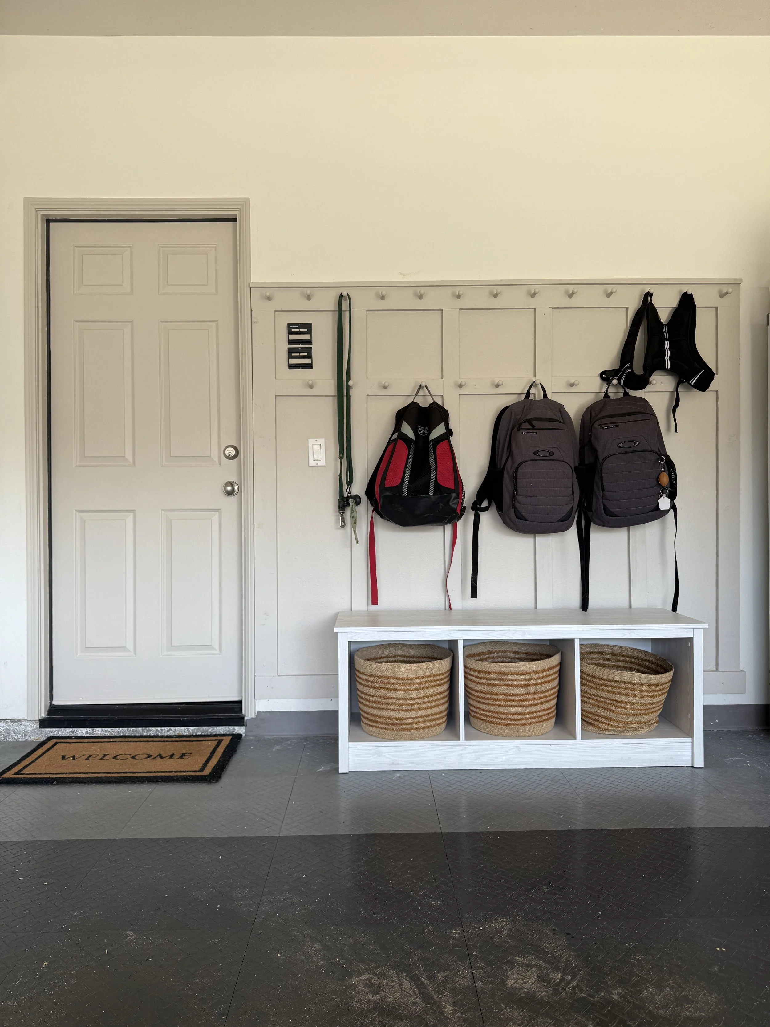 Entryway cubbies organize shoes, sports gear, boots, backpacks, and outdoor items in one easy-to-reach storage area.