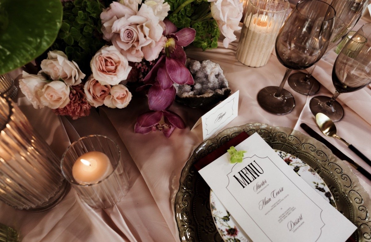 blush place setting and menu utah event designer
