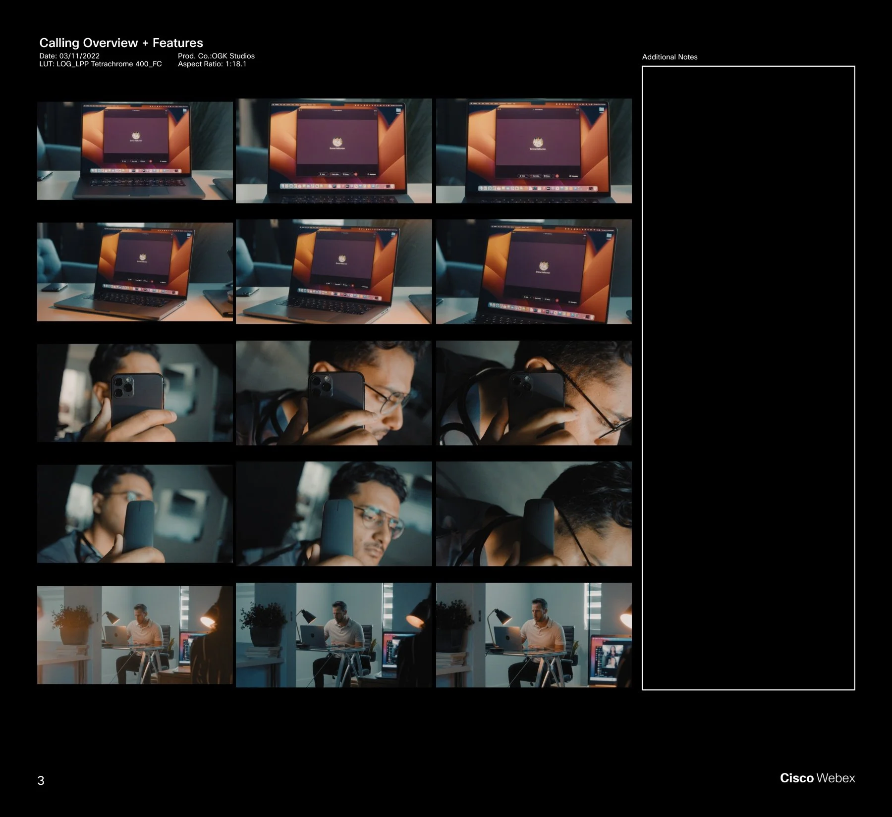 Portrait and detail stills from a Cisco Webex campaign by ST Davis — talent captured mid-conversation with deliberate shifts in tone and lighting