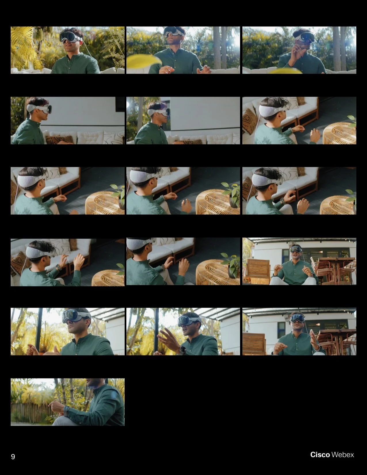 Lifestyle commercial photography by ST Davis for Cisco — talent in relaxed outdoor and indoor settings with natural greenery