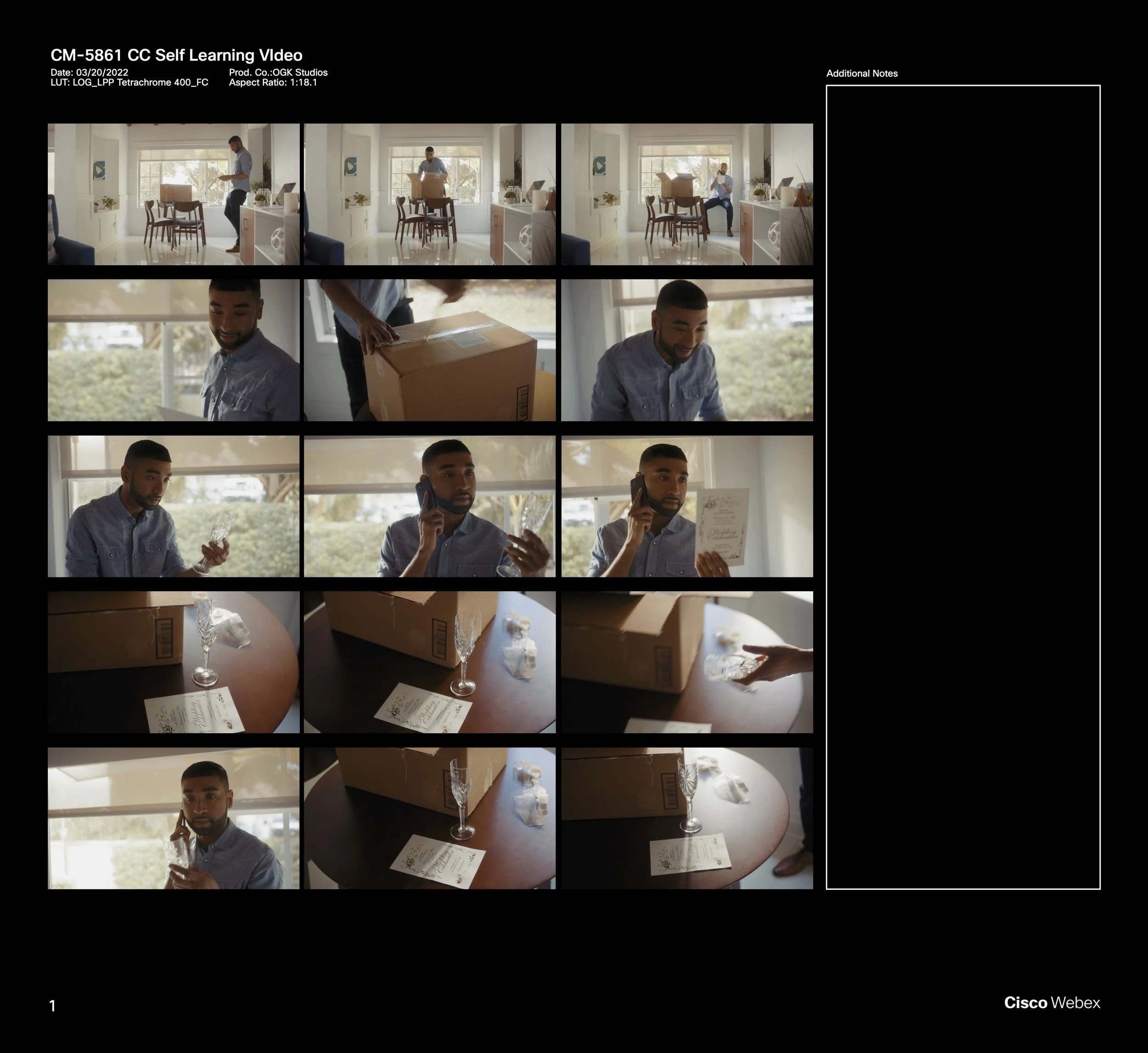 Commercial video stills by ST Davis for Cisco — step-by-step product unboxing narrative shot with naturalistic window light
